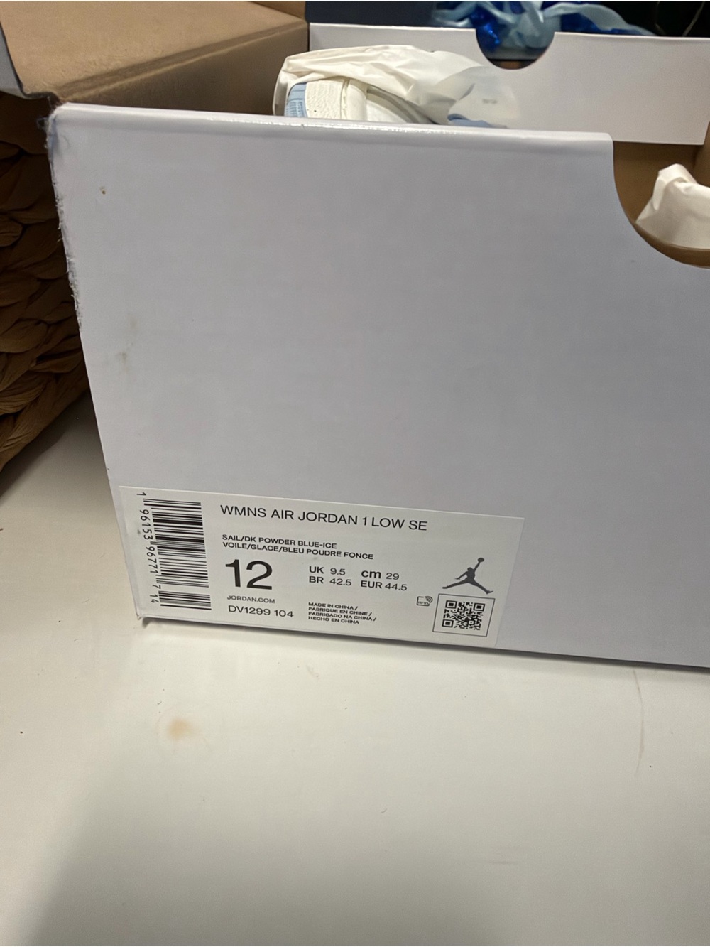 Jordan Air Jordan 1 Low SE Sneakers Blue & White US 12 Like New - Picture 3 of 6